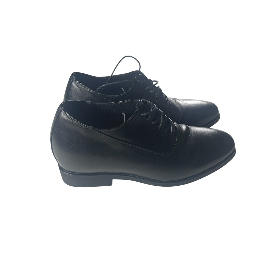 Calto Men's Black Leather G8082 Elevator Height Increasing Dress Shoes Size 8